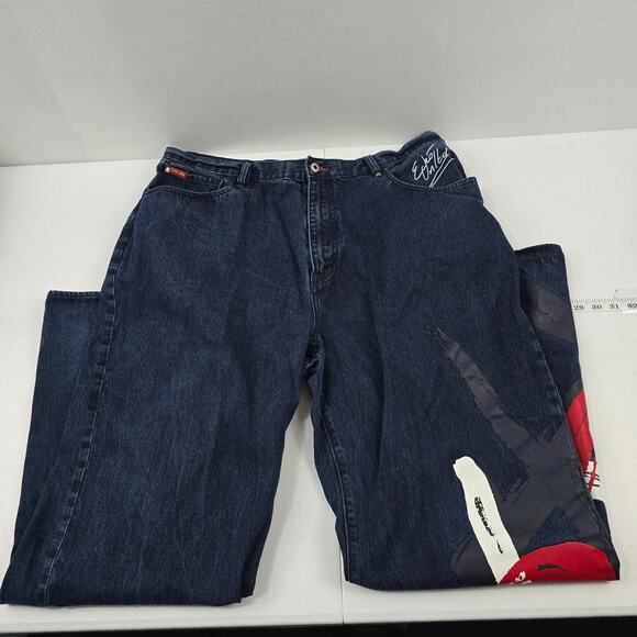 ECKO UNLTD YTK VTG jeans blue denim brushstroke jean 40x34 mens 5492
